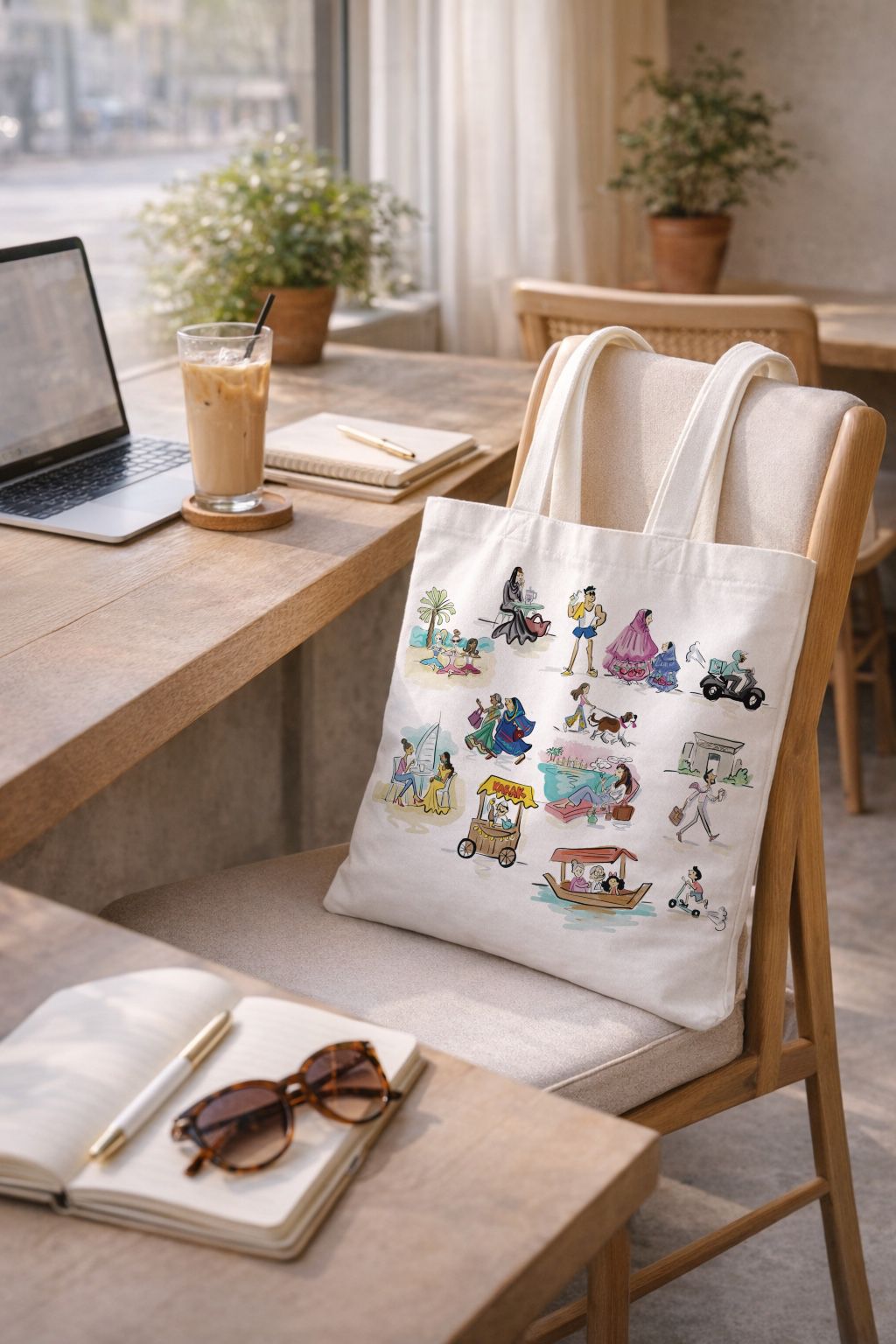 Dubai Essence Tote Bag — Illustrated City Moments by Sara Japs