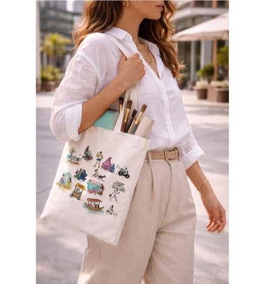 Dubai Essence Tote Bag — Illustrated City Moments by Sara Japs