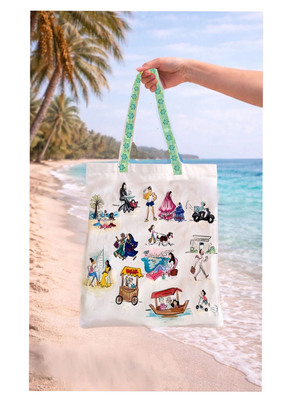 Dubai Essence Tote Bag — Illustrated City Moments by Sara Japs