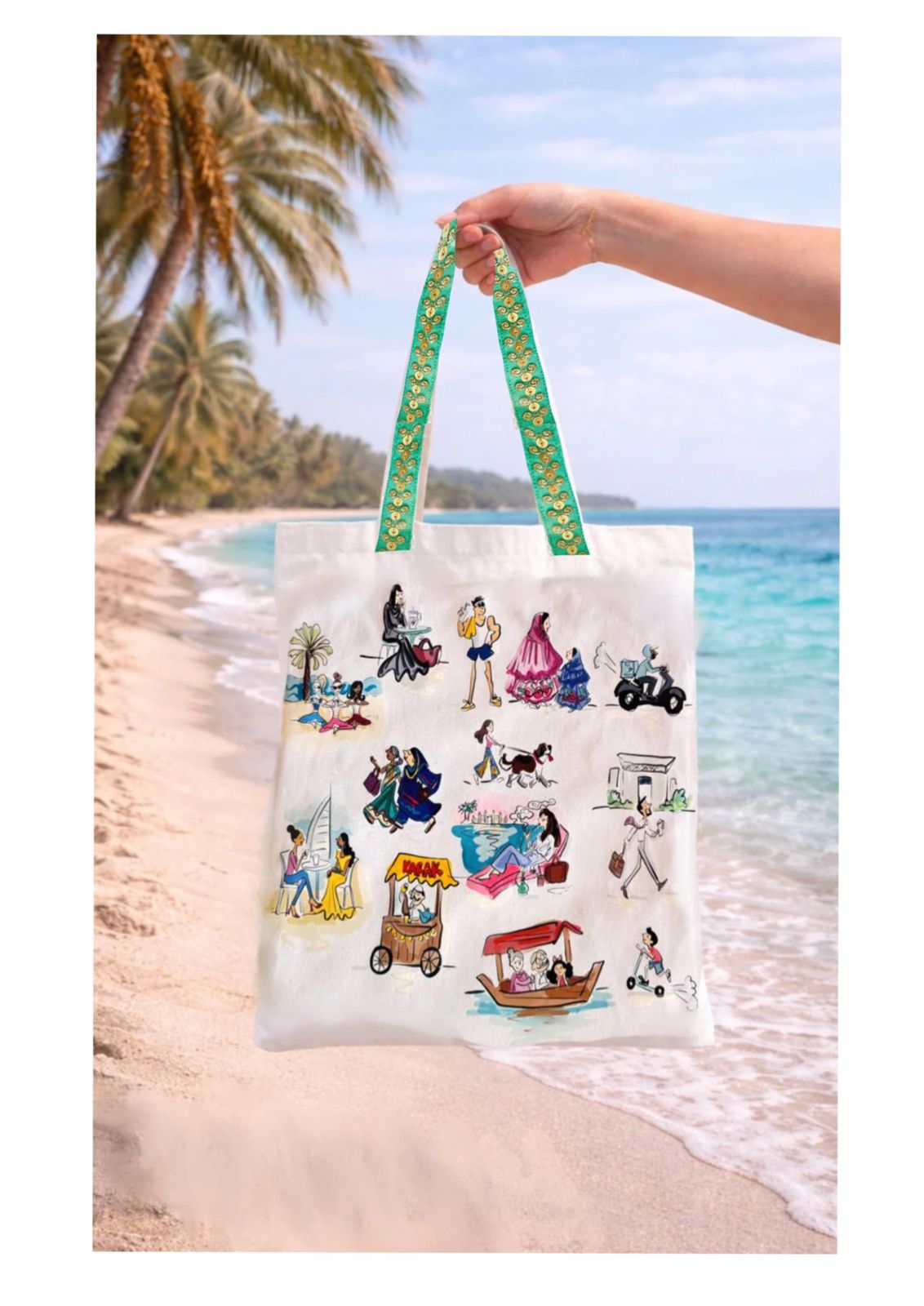 Dubai Essence Tote Bag — Illustrated City Moments by Sara Japs